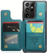 Resim Sunshine022 Galaxy Uyumlu S21 Ultra 5g Yeşil Kılıf Kartlık Rfıd Dayanaklı Cüzdan 