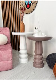 Resim ASELYA HOME Ahşap 2’li Set Mantar Yan Sehpa Modern Renkli Fiskos Zigon Çiçeklik 