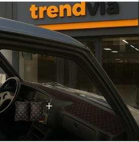 Resim Tofaş Şahin Doğan Kartal Yüksek Ön Göğüs Siyah-kırmızı Torpido Kılıfı / Siyah-bej Boyun Yastığı 