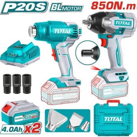 Resim Total TOSLI240489E Li-ion Akülü Somun Sıkma Ve Sıcak Hava Tabancası Seti 