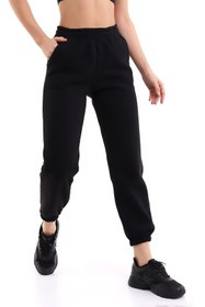 Resim winmoda Siyah Jogger Eşofman Altı Yüksek Bel 3 Iplik Şardonlu 