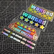 Resim 1 Adet Su Geçirmez Vinil Çıkartma Sınırlı Sayıda Beş Yıldız WANTED Lazer Kesim Pencere ve Tampon Sticker Seti 