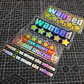 Resim 1 Adet Su Geçirmez Vinil Çıkartma Sınırlı Sayıda Beş Yıldız WANTED Lazer Kesim Pencere ve Tampon Sticker Seti 