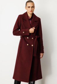 Resim Beli Kuşaklı Kolları Apoletli Kaban - Bordo / 38 