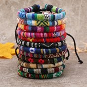Resim 12 parçalı Renkli Bohem Tarzı Boncuklu Bileklik Seti 12 parçalı Boho Şık Renkli Polyester Lif Boncuklu Bileklik Seti Erkekler için, Çok Renkli El Yapımı Bohem Tarzı Bileklik Koleksiyonu 