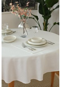 Resim Yakacihome Çiçek Güpürlü 4 'lü Amerikan Servis& Runner Gardenya Keten Yıkanabilir Leke Tutmaz Premium Çeyiz Set Krem 