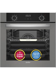 Resim Simfer 8217 10 Fonksiyon Airfry Gri Cam Ankastre Fırın Dijital 