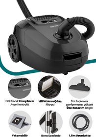 Resim GoldMaster Safir Siyah Hepa Filtreli Hız Ayarlı 4 Litre Geniş Yıkanabilir Toz Torbalı Elektrikli Süpürge 