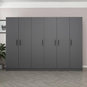 Resim Minar Kale 6 Kapaklı 2 Çekmeceli Dolap Antrasit 210 cm 