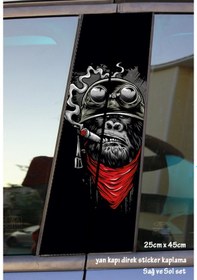 Resim Asker Goril Sticker Yan Kapı Direk Kaplama 2li Sol Sağ Takım Yapıştırma 