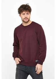 Resim MMetalic Basic Bisiklet Yaka Erkek Sweatshirt Bordo 