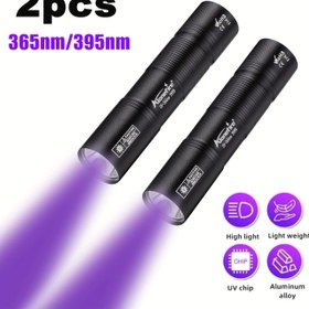Resim 2 Adet AloneFire Mini 365nm/395nm UV LED El Feneri, 300 Lümen 3W USB-C Şarj Edilebilir Alüminyum Alaşımlı Kompakt 3 İnç UV Işık, Evcil Hayvan Tespiti, Para Kontrolü, Floresan ve Reçine Sertleştirme, Mini El Feneri, Yüksek Kaliteli Lens, Fluoresans Tespiti, Dayanıklı Yapı, Yüksek Parlaklıkta Forensik Kullanım İçin 