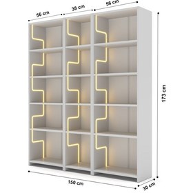Resim Labirent Ledli Geniş Açık Kitaplık Açık Meşe 