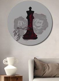 Resim Teona Ahşap Satranç Taşı Gücü Siyah Beyaz Dekoratif Ahşap MDF Yuvarlak Ev,İşyeri Duvar Tablo 