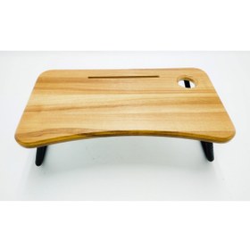 Resim HASTUNÇ Kahverengi Portatif Katlanır Ahşap Laptop Masası Sehpası 