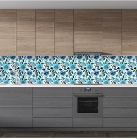 Resim Mutfak Tezgah Arası Folyo Fayans Kaplama Folyosu Renkli Çiçek 4. 