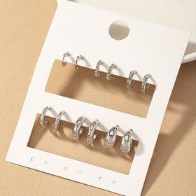 Resim 1 Set of 6 Pairs of Stylish Zinc Alloy Silvery Metal Texture Big C Küpe Basit ve Serin Tarz Kadınlar için Günlük Giyim için Uygun 
