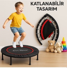 Resim 102cm Katlanabilir Trambolin Taşınabilir Egzersiz Kırmızı Trambolini 