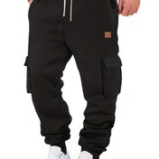 Resim Erkekler için Parlak Sarı Kargo Pantolon - Çoklu Cep - Gevşek Kesim Rahat Dış Mekan İş Kıyafeti, Hip-Hop Sokak Stili, Elastik Bağcıklı Bel, Sonbahar/Kış Uzunluğu, Kış Sokak Kıyafeti, Rahat Kesim 