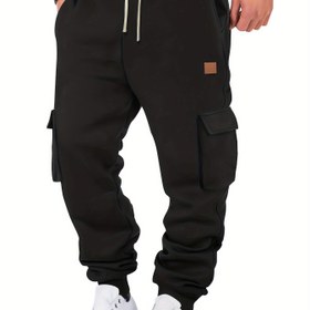 Resim Erkekler için Parlak Sarı Kargo Pantolon - Çoklu Cep - Gevşek Kesim Rahat Dış Mekan İş Kıyafeti, Hip-Hop Sokak Stili, Elastik Bağcıklı Bel, Sonbahar/Kış Uzunluğu, Kış Sokak Kıyafeti, Rahat Kesim 