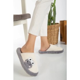 Resim Slipcat Kadın Kurbağa Figürlü Sessiz Taban Peluş Ev Terliği 