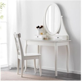 Resim HOMHET Hemnes, Makyaj Masası, 100x50 Cm, Beyaz Renk Çekmeceli-Aynalı Masa 