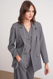 Resim Mixray 4745 Kadın Oversize Blazer Ceket Antrasit 