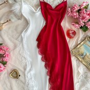 Resim Kadınlar için 2 adet Dantel Detaylı Seksi Rahat Ekstra Uzun Kayma Elbisesi, Düz Renk, Tüm Mevsimler İçin Uygun Uyku Giyimi, Yetişkin, Şeffaf Değil, Polyester, 95g/m², Eşleşen Gecelik ile Yetişkin Uyku Giyimi|Zararsız|Polyester Kumaş 