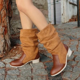 Resim Shoegar Jolin Taba Cilt Süet Detaylı Çizme 