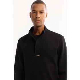 Resim AVVA Erkek Siyah Dik Yaka Fermuarlı Pamuklu Bi-Stretch Regular Fit Sweatshirt A52Y1282 