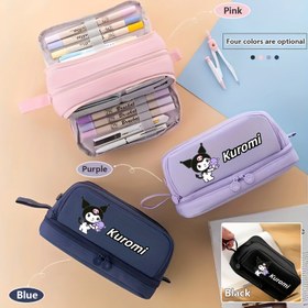 Resim Sanrio için for kuromi Büyük Kapasiteli Kalem Kutusu - 4 Katmanlı Depolama, Sevimli Karikatür Tasarımı, Dayanıklı Oxford Kumaş, Okul, Ofis, Seyahat ve Makyaj Organizatörü için İdeal, Sevimli Kalem Kutusu, Ofis Kırtasiye Tutucu, Canlı Karakter Tasarımı, Sağlam Fermuar Kapatma 