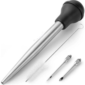 Resim Irenein Hindi Baster Pişirme Için Gıda Sınıfı Metal Hindi Baster Şırıngası Et Barbekü Sos Tüpü Çıkarılabilir Iğneler ile (Yurt Dışından) 