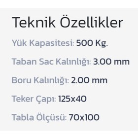 Resim İBTAŞ İBTAŞ 500 KG Yük Paket Eşya Kargo Malzeme Ürün Taşıma Arabası 70x100cm 