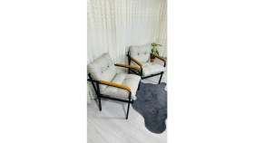Resim Sofmina Leylak Balkon, Bahçe,teras,cafe - Salon - Metal Kanepe Koltuk Takımı 1-1 Açık Gri 