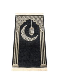 Resim Desenli Şönil Seccade - Siyah Renk 