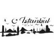 Resim Istanbul Silueti Temalı (Oto-Motor-Laptop-Duvar-Dekor) (Tip 2) 30 x 12 cm 