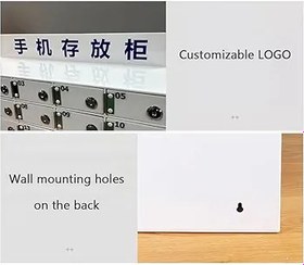 Resim Akrilik Duvara Monte Cep Telefonu Soyunma Organizatör Kilit Beyaz Masaüstü Depolama Dolabı Cep Telefonları için Güvenli 6 Yuvası Tutucu Organizasyon ve Güvenlik için. 