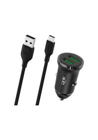 Resim Linktech C483e 12w 2x Usb + Type-c Usb Kablo Araç İçi Şarj Aleti Set Siyah 