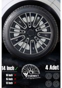 Resim Renault Bütün Modelleri İçin Uyumlu 14" İnç Gri-siyah 4 Adet Jant Kapağı Clio Symbol Megane Vb. 