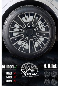 Resim Renault Bütün Modelleri İçin Uyumlu 14" İnç Gri-siyah 4 Adet Jant Kapağı Clio Symbol Megane Vb. 