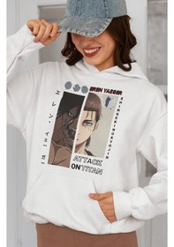 Resim Sevbano Attack On Titan Eren Yeager Baskılı Unisex Oversize Anime Karakte beyaz 