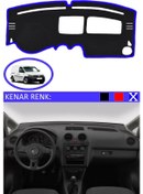 Resim Torpido Koruma Halısı Siyah Kenar Renk Mavi Volkswagen Caddy 2004+ İle Uyumlu 