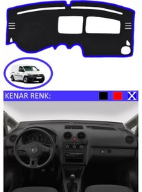 Resim Torpido Koruma Halısı Siyah Kenar Renk Mavi Volkswagen Caddy 2004+ İle Uyumlu 
