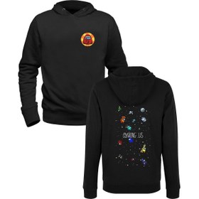 Resim Among Us Dijital Baskılı Siyah Ön Arka Çocuk Baskılı Sweatshirt 