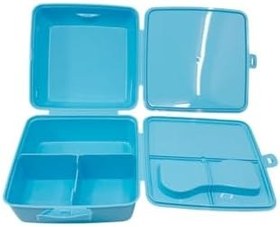 Resim Wiggle Cinnamoroll Temalı Lisanslı 4 Bölmeli Plastik Çocuk Beslenme Kutusu - Yemek Saklama Kabı Kaşık ve Çatallı 