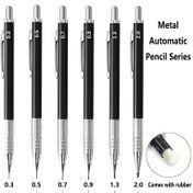 Resim 3 Adet Mekanik Kurşun Kalem, Metal Otomatik Yazma Kalemleri, İnce 0,3 mm ila 2,0 mm Uçlar, Dayanıklı Siyah, Çizim, Eskiz, Ofis Kırtasiyesi için, 14 Yaş ve Üzeri İçin Uygundur 