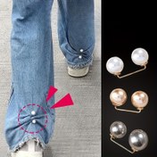 Resim 10/4/2 adet Kot Manşetli Bacak Sabitleme Klipsleri - Ayarlanabilir Kot Ayak Koruyucuları Metal Tokalarla, Pantolonlar, Etekler, Kotlar için İnci ve Metalik Çiviler (Gri/Beyaz/Şampanya), Etek Kenarı Klipsi | Şık Pantolon Aksesuarı | İncili Süslemeli Klipsler 