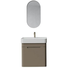 Resim Creavit Colorit Çekmeceli Lavabo Dolabı 60 Cm Ve Ayna Cappuccino 