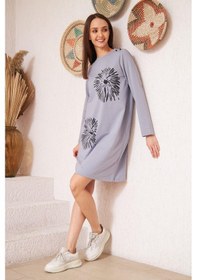 Resim Darlin Moda Açık Gri Düğme Detaylı Tunik DM60346 Gri 