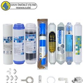 Resim Pemax Water Solutions Purefer Açık Kasa Çift Karbonlu Sertifikalı 8'li Vontron Helixfil Yüksek TDS Mebran 
